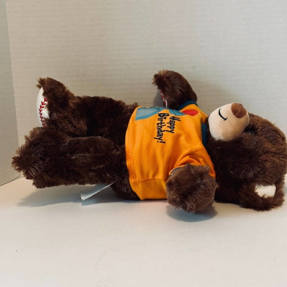 Build A Bear Baseball Feet Teddy Brown 16" Stuffed Plush w/ happy b-day shirt - Picture 9 of 10